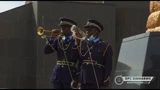 The visiting President of Botswana, Dr Mokgweetsi E K Masisi lays a wreath at the Heroes Acre on 02