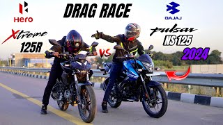 hero Xtreme 125R vs bajaj pulsar ns 125 2024 | DRAG RACE | shocking results 😱