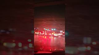 Sudden Hailstorm during hot Texan summer. Cars hiding under bridge.