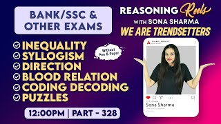 Bank & SSC | Reasoning Classes #328 | Reasoning REELS with Sona Sharma