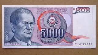 5000 Yugoslavian Dinars Banknote (Five Thousand Dinars Yugoslavia: 1985) Obverse & Reverse