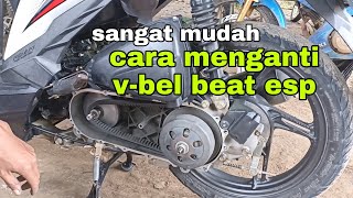 tutorial cara pasang/ganti v-bel motor honda beat eco esp