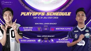 LIVE NOBAR NMA SEASON 3 PLAYOFF DAY 4 | ALTER EGO VS BTR