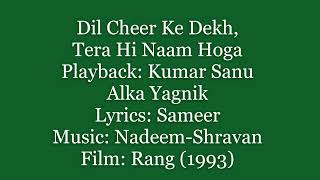 (1993) (Rang) (Sanu) Dil Cheer Ke Dekh (Sameer) (Nadeem-Shravan)