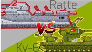 German ratte vs soviet kv-6. Cartoons about tanks.