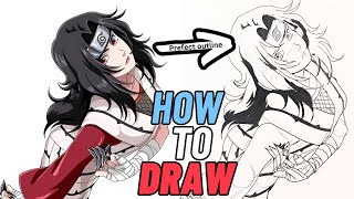 how to draw outline  Kurenai Yuhi || How to draw anime step by step || Easy drawing for beginners