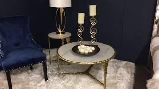 Kingston Hammered Gold And Marble Coffee Table And End Table