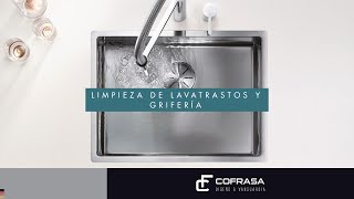 Limpieza de grifería cromada y lavatrastos de acero inoxidable