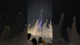 Dubai fountain, burj khalifa at night