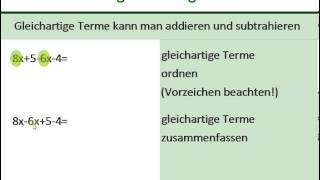 Terme - gleichartige Terme - Erklärungen und Aufgaben mit Lösungen