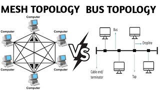 Mesh topology vs bus topology in hindi|difference between mesh topology and bus topology|network.