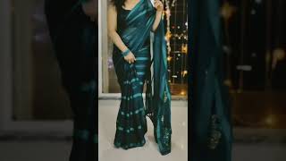 Peacock green Satin saree with Black silk Blouse | How to drape a saree? #sareehaul