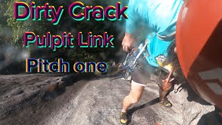 Dirty Crack 5.8 to Pulpit 5.8 link at Stone Mountain