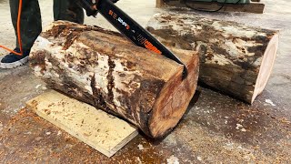 Amazing Great Woodworking Skill In Handling Round Trees Of The Old Craftsman // Woodworking Skill