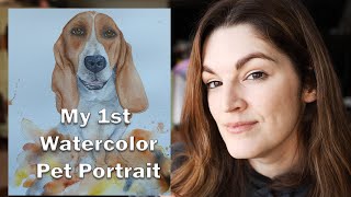 My 1st PET PORTRAIT with Watercolor - See my process and supplies