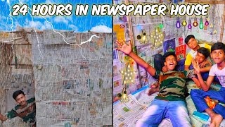 (5 Star) Living In Newspaper House For 24 Hours || न्यूजपेपर का घर