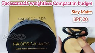 Facescanada weightless Stay Matte look Compact vitamin e || Non-oily look || SPF 20 || low budget