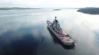 Russian Navy practicing against coastal targets in the Barents Sea