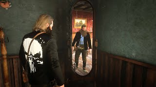 Arthur Roasting Himself Looking in the Mirror in Rdr2