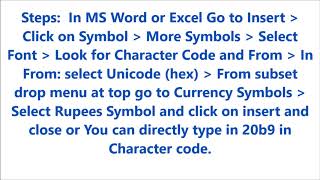 How to get Rupees symbol in MS Office