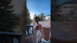 Hot chocolate and dreamy views of Megève from our cozy chalet! #winter #vacation #travel