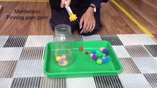 MONTESSORI AT HOME : Pinning pom pom (Toddlers Activity)