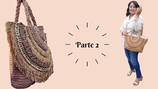 Cartera Bohemia Tejida en Crochet Adornada con Cadenas y Flequillos - Boho Crochet Bag-Parte 2