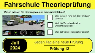 🚘 Führerschein Theorieprüfung Klasse B 🚗 Juli 2024 - Prüfung 12 🎓📚