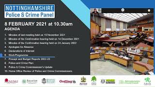 Nottinghamshire Police and Crime Panel Committee Meeting 8th February 2022