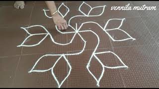 7 to 4 dots kolam #3 | விளக்கு கோலம்