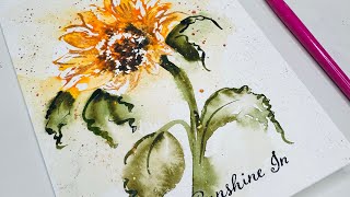 Watercolor stamping for simple and adorable  little Sunflower cards 🌼