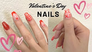 EASY VALENTINE'S DAY NAIL ART TUTORIAL USING BEETLES RED GEL LINER // HEARTS AND FRENCH TIPS