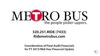 Metro Bus April 19, 2016 - Final Audit Financials for FY 2015/Mid-Year Financial Update