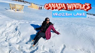 Walking on a frozen lake | winter's in canada