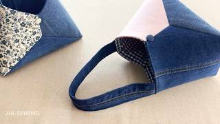 Refurbished Two Tone Tote Bag👜👖✨ | DIY | Quick Easy Sewing