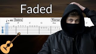 Faded (Alan Walker) - Guitar Solo Tab Easy