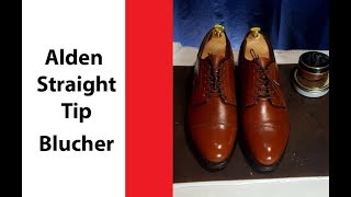 ASMR Shoe Shine Alden Straight Tip Blucher in Walnut