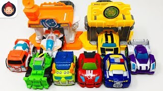 Transformers Rescue Bots Flip Racers Minis Bumblebee Quick Launch Garage Racing Team Unboxing Video