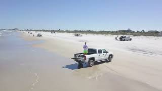 Flying the drone at New Smyrna Beach with my new truck