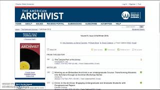 American Archivist - OpenAthens error message (ON CAMPUS)