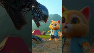 The Wonderful Friendship Between a Little Orange Cat and a Xenomorph ! #socutekitty #aicats #cats