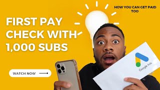 MY FIRST YOUTUBE PAYCHECK WITH 1,000 SUBSCRIBERS | HOW MUCH DO SMALL YOUTUBERS MAKE OFF YOUTUBE