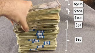 Counting $5000 cash (in fifties, twenties, tens, fives, and ones)