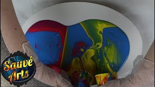 Fluid Acrylic Painting - Triple Flip Cup Technique Using Only Primary Colors