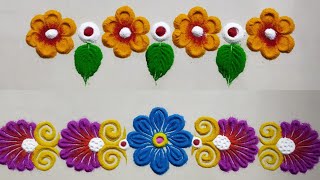 3 Easy Border Rangoli Designs || Very Easy and Quick Border Rangoli for Any Festival