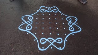 Ner pulli 9 x 3 dots simple beautiful sikku kolam | easy kambi kolam | SathyaSelva Arts