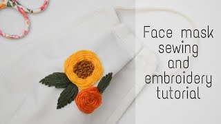 #covid19 face mask sewing and embroidery tutorial | صناعة كمامة خياطة و تطريز