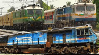 PARALLEL TRAIN RACE !! DIESEL and ELECTRIC | WAG 9, WAP 7, WDP 4 hauled Trains | Indian Railways