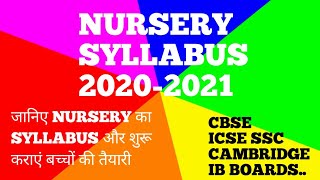 NURSERY SYLLABUS LATEST (2020-21)