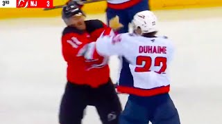 Stefan Noesen Brandon Duhaime Fight / Big Reverse Hit | Devils vs Capitals 2024 NHL Highlights